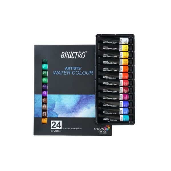BRUSTRO ARTISTS’ WATERCOLOUR SET OF 24 COLOURS X 12ML TUBES