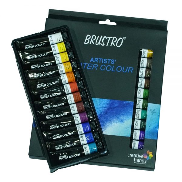 BRUSTRO ARTISTS’ WATERCOLOUR SET OF 24 COLOURS X 12ML TUBES
