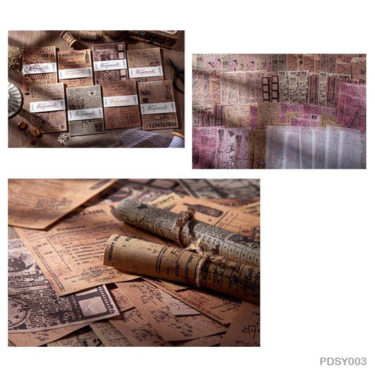 PDSY003 - Vintage Paper and Vellum Pack | 6 Patterns | 5 Sheets per pattern | 30 Sheets