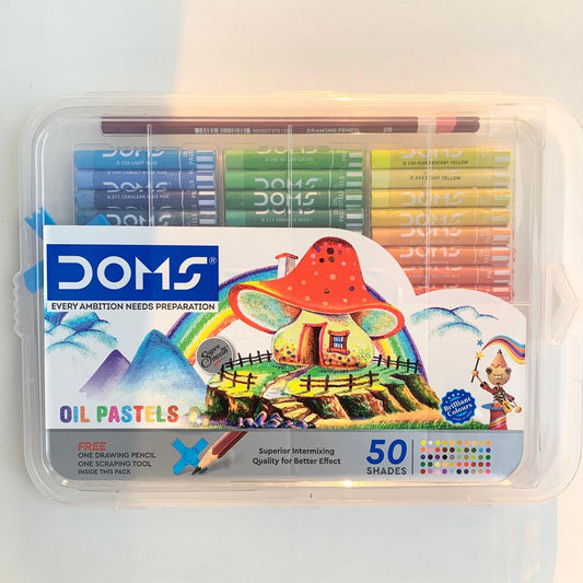 Doms Oil Pastel Set of 50 + 1 Scrapping Tool + 1 Drawing Pencil