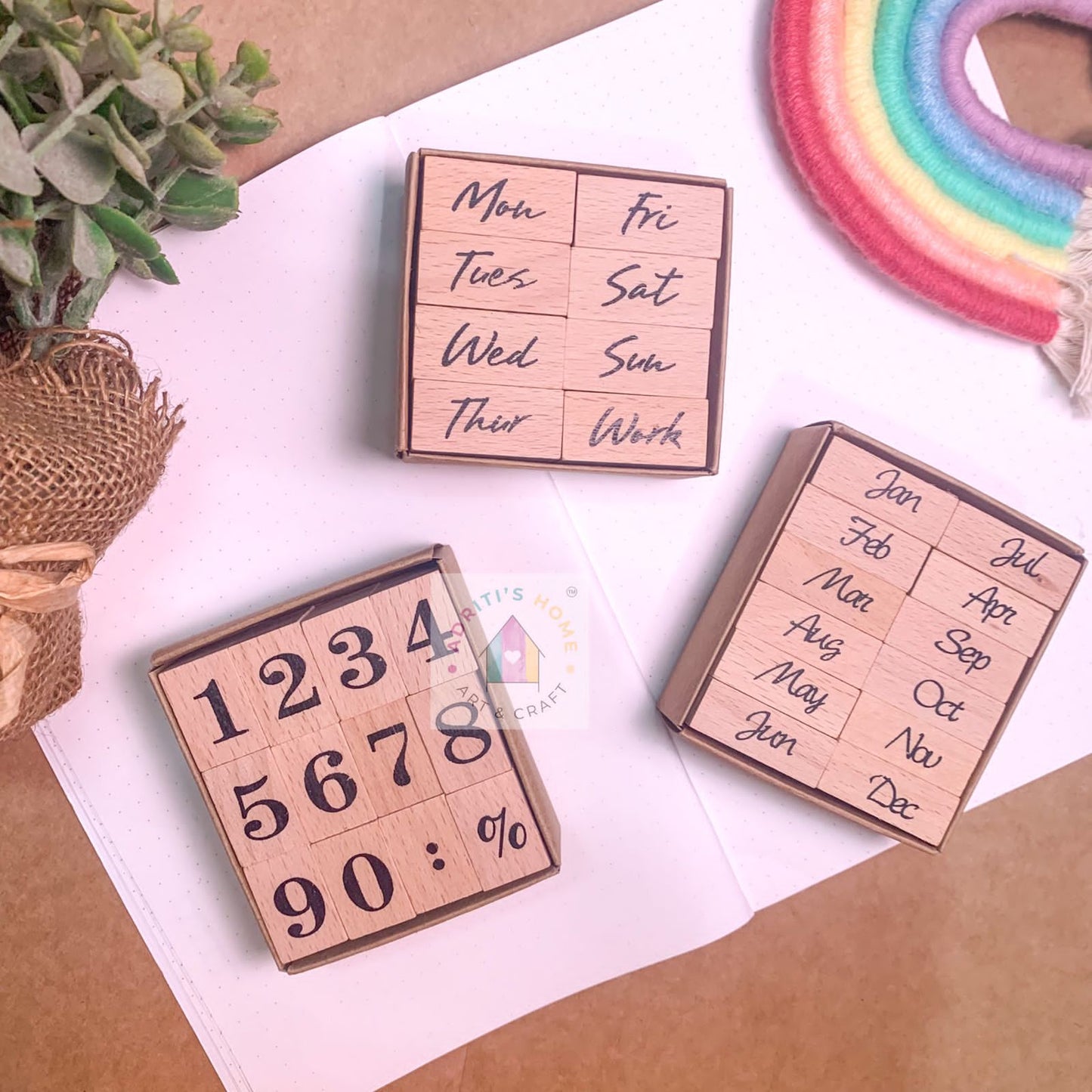 Wooden Stamp Combo | Month | Days of Week | Number