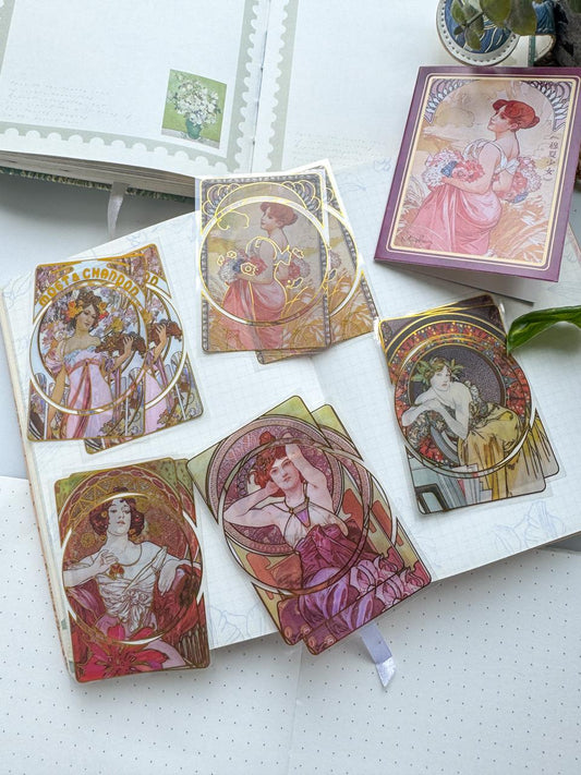 MHD-MXSN006-Vintage Character Transparent Stickers | 5 Designs 2 Each | 10 Stickers Total