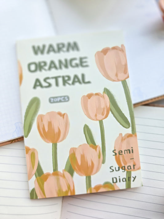 BTRJ-404 Kawaii Paper Sticker book Orange | Warm Orange Astral | 20 Pages