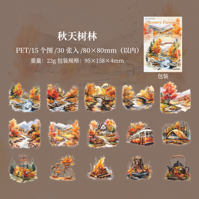 Yffj001 PET Sticker | Scenery Faraway | 15*2   30pcs