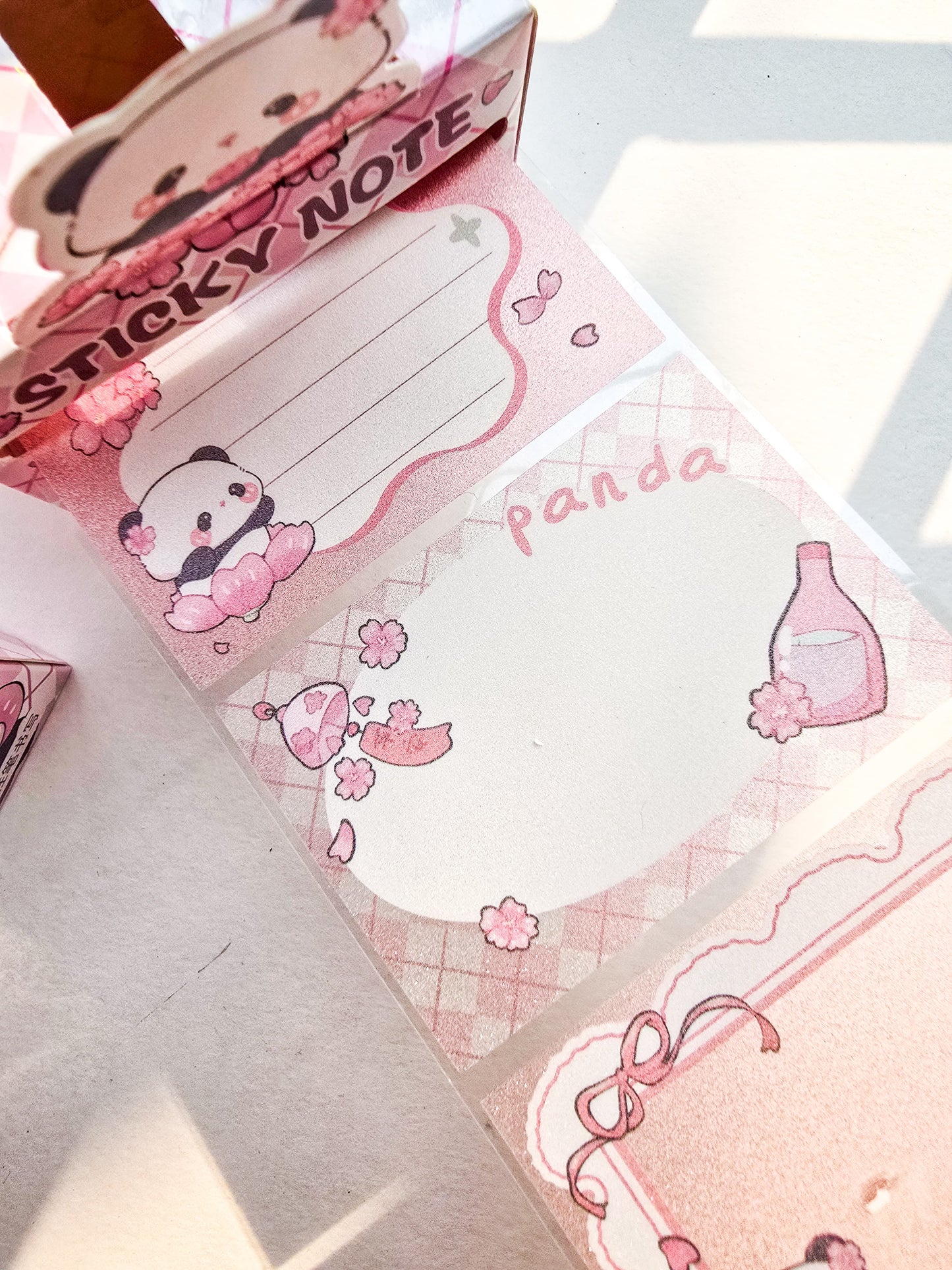 Km2758#4  - 1 pc Kawaii Sticker Roll Pink | 48 pcs Stickers | Pet Transparent Stickers | Panda