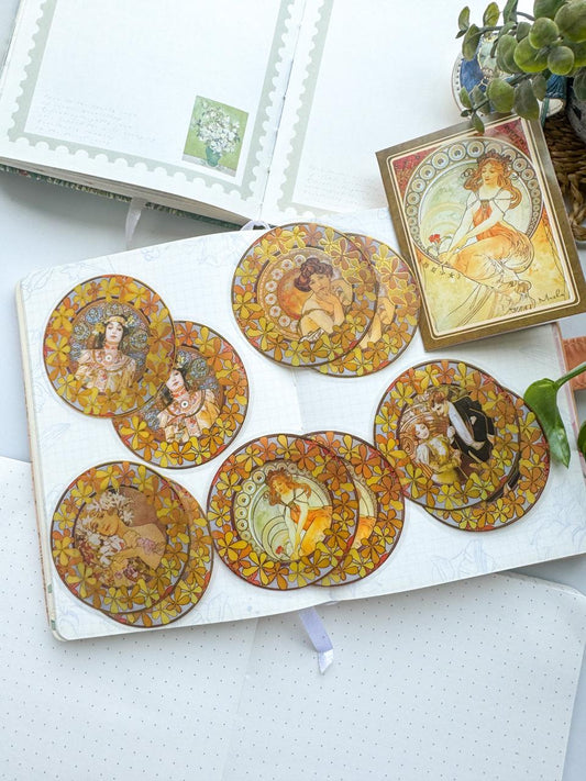 MHD-MXSN004-Vintage Character Transparent Stickers | 5 Designs 2 Each | 10 Stickers Total
