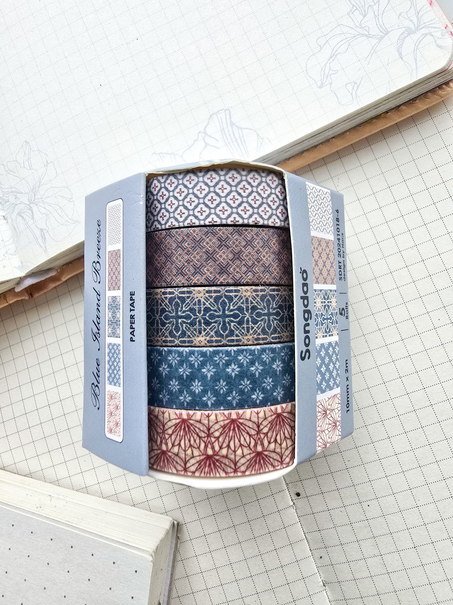 Washi Tape Set of 5 Washi tapes 10mm | Japanese Washi Paper | 2 Meter each(1018-6)
