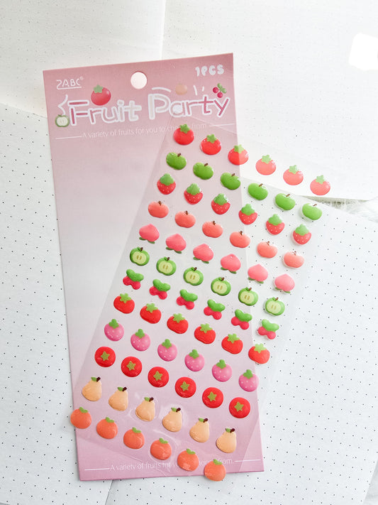 Ygth805 Fruit Party Fluffy Sticker 3D | 1 Sheet 100*185mm