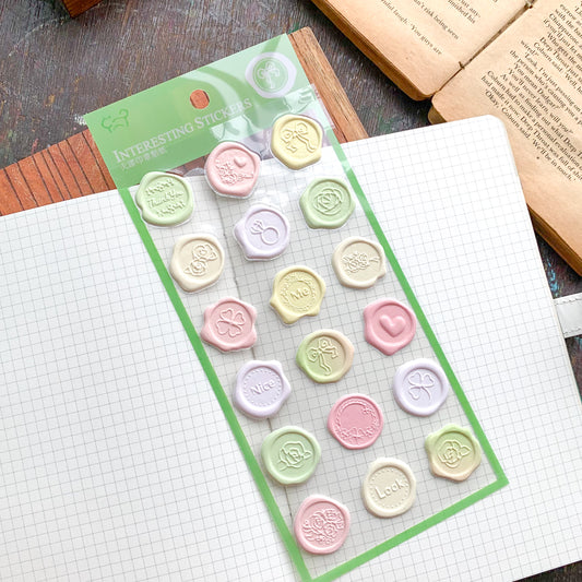 YT-EU006 Pastel Wax Seal Themed Sticker | Wax Stamp Sticker |