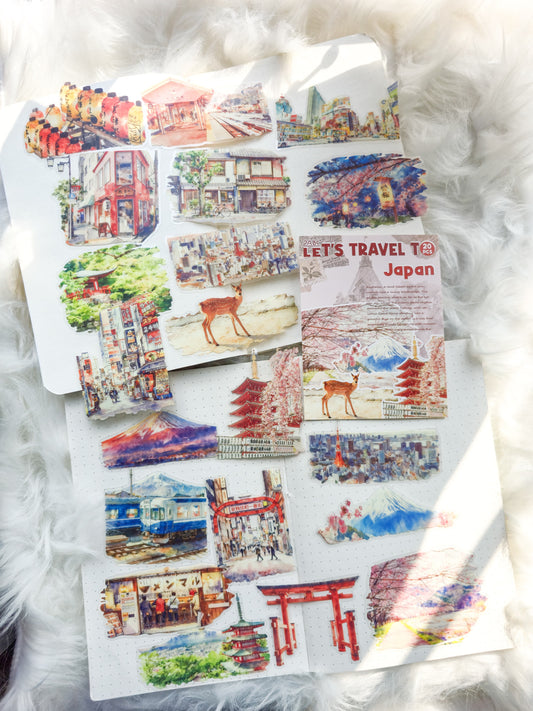 Ltmj803|G2| Lets Travel To Japan Pet Transparent Sticker | 20 Unique Pcs