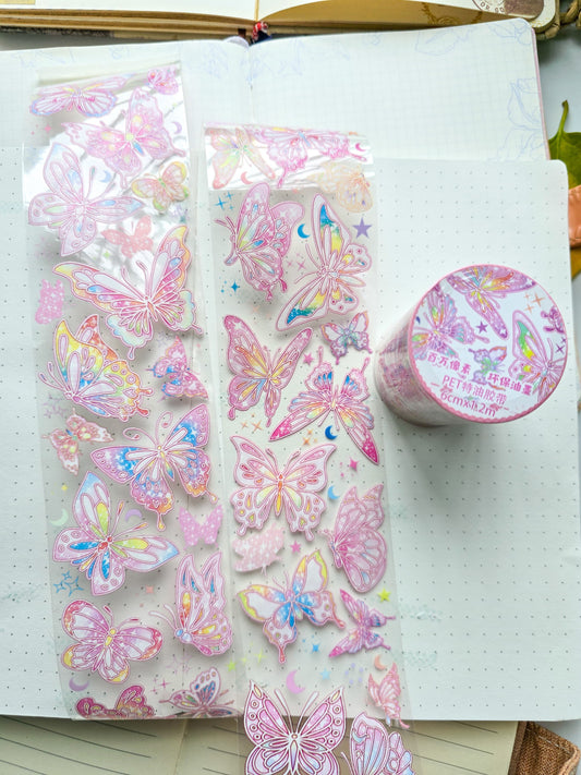 Jd2863 Butterfly Sticker Roll Pet | 6cm* 1.2m Pink