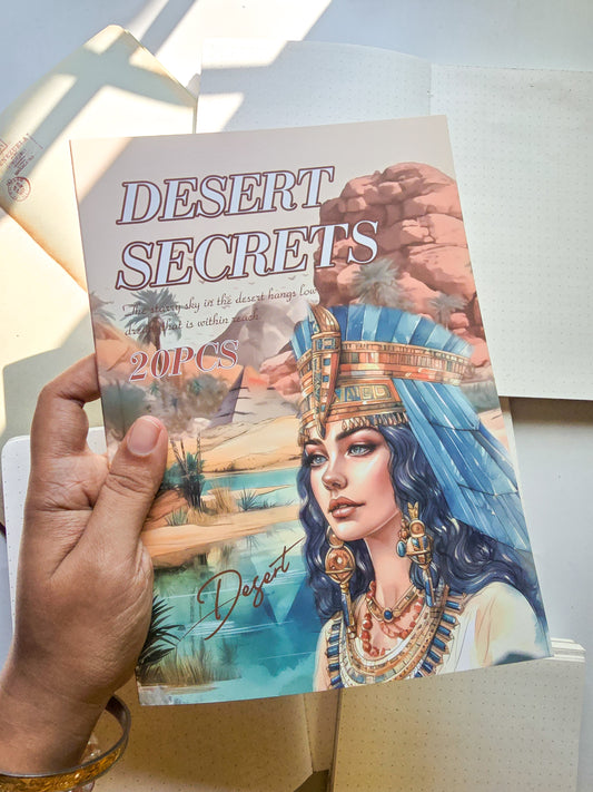 HYSG-803 DESERT SECRETS| Vintage Aesthetic Journal Sticker Book| Western Sticker Book Desert Theme| Colourful Series|235*168mm 20 Sheets|10Pc Pet Sticker+10Pc Translucent Sticker