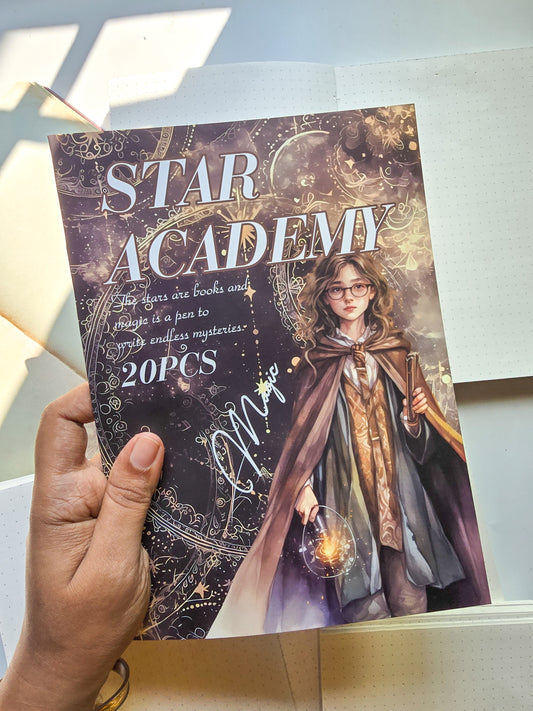 HYSG-806 STAR A CADEMY| Vintage Aesthetic Journal Sticker Book| Western Sticker Book Desert Theme| Black Series|235*168mm 20 Sheets|10Pc Pet Sticker+10Pc Translucent Sticker