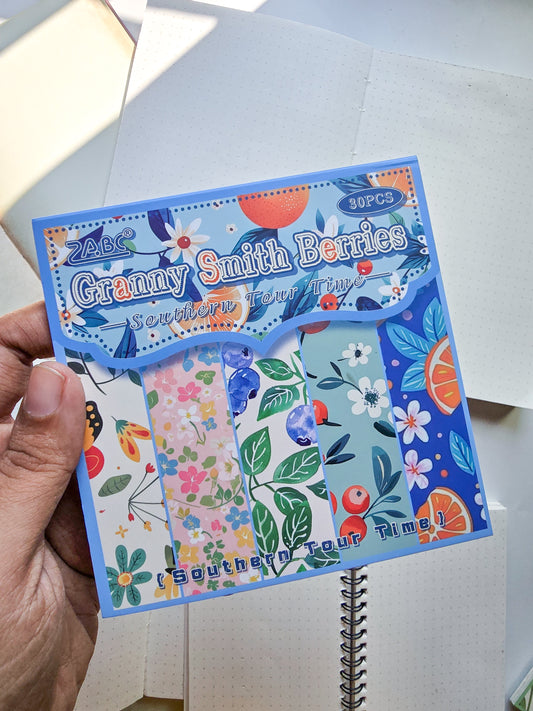 NXSG-603 Granny Smith Berries| Journal Paper| Floral Vintage Paper| Blue Theme|120*120mm 30 Pcs