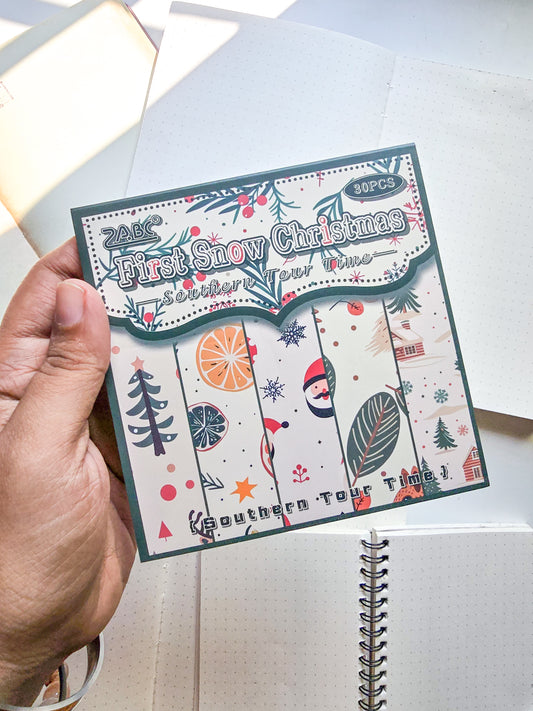 NXSG-605 First Snow Christmas| Journal Paper| Floral Vintage Paper| Green Theme|120*120mm 30 Pcs