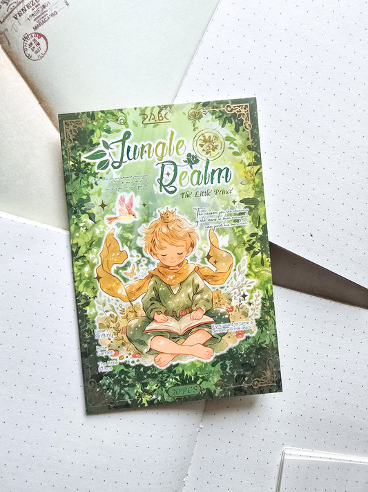 XYYH-403 Jungle Realm| Fairy Tale Character Sticker Book| Little Prince Pet & Washi Sticker| 150*100mm 20Pcs|Green Theme