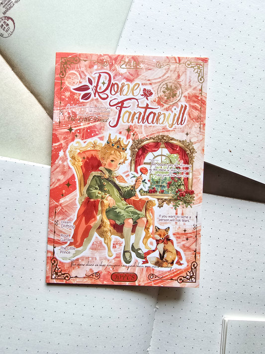 XYYH-402| Fairy Tale Character Sticker Book| Little Prince Pet & Washi Sticker| 150*100mm 20Pcs|Red Theme