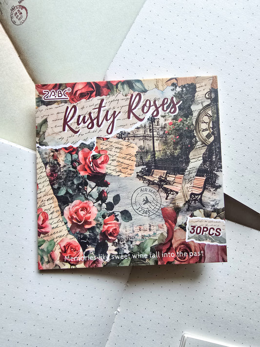 JQCC-602 Rustly Roses| Journal Paper| Floral Vintage Paper| Red Theme|120*120mm 30 Pcs