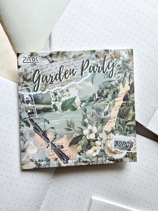 JQCC-605 Garden Party| Journal Paper| Floral Vintage Paper| Green Theme|120*120mm 30 Pcs