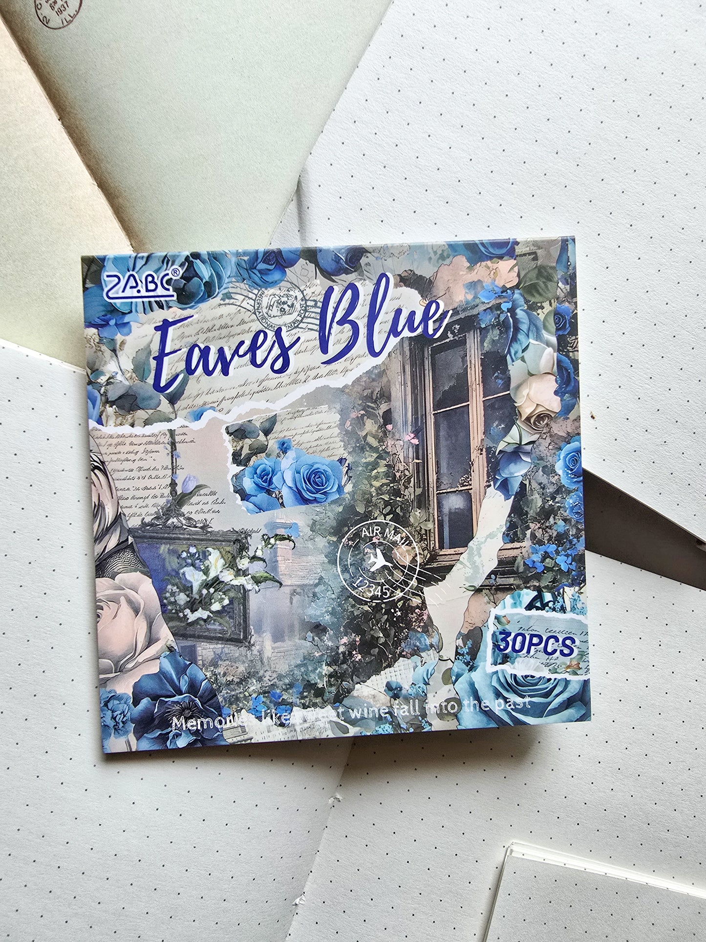 JQCC-604 Eares Blue| Journal Paper| Floral Vintage Paper| Blue Theme|120*120mm 30 Pcs