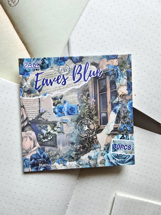 JQCC-604 Eares Blue| Journal Paper| Floral Vintage Paper| Blue Theme|120*120mm 30 Pcs
