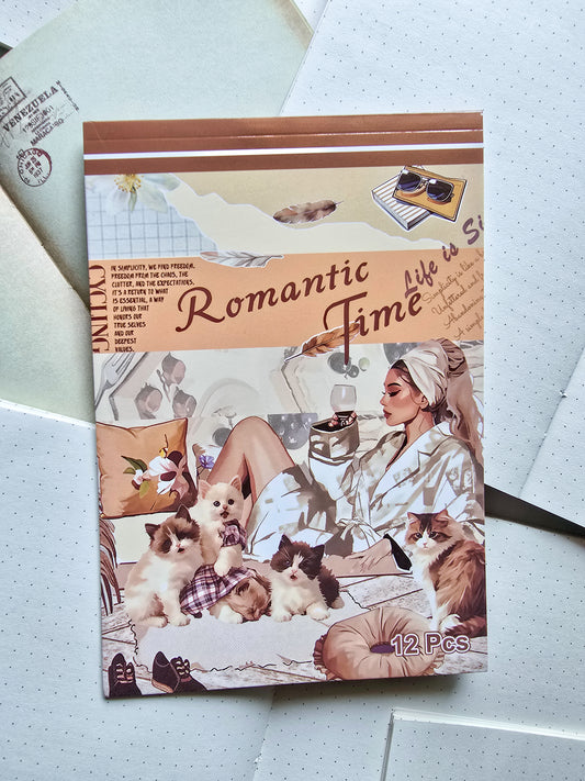 WX-TP #6 Romantic Time Paper Sticker Book |Brown Series| Pre-cut Journal Sticker Book