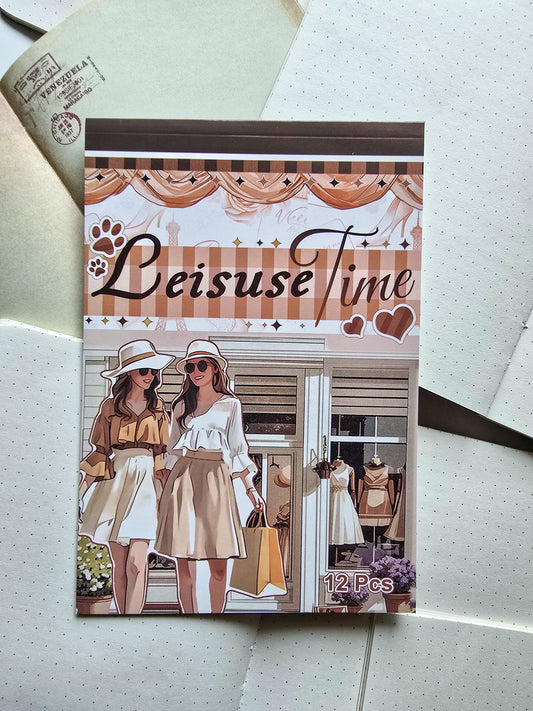 WX-TP #5 Leisuse Time Paper Sticker Book |Deep Brown Series| Pre-cut Journal Sticker Book