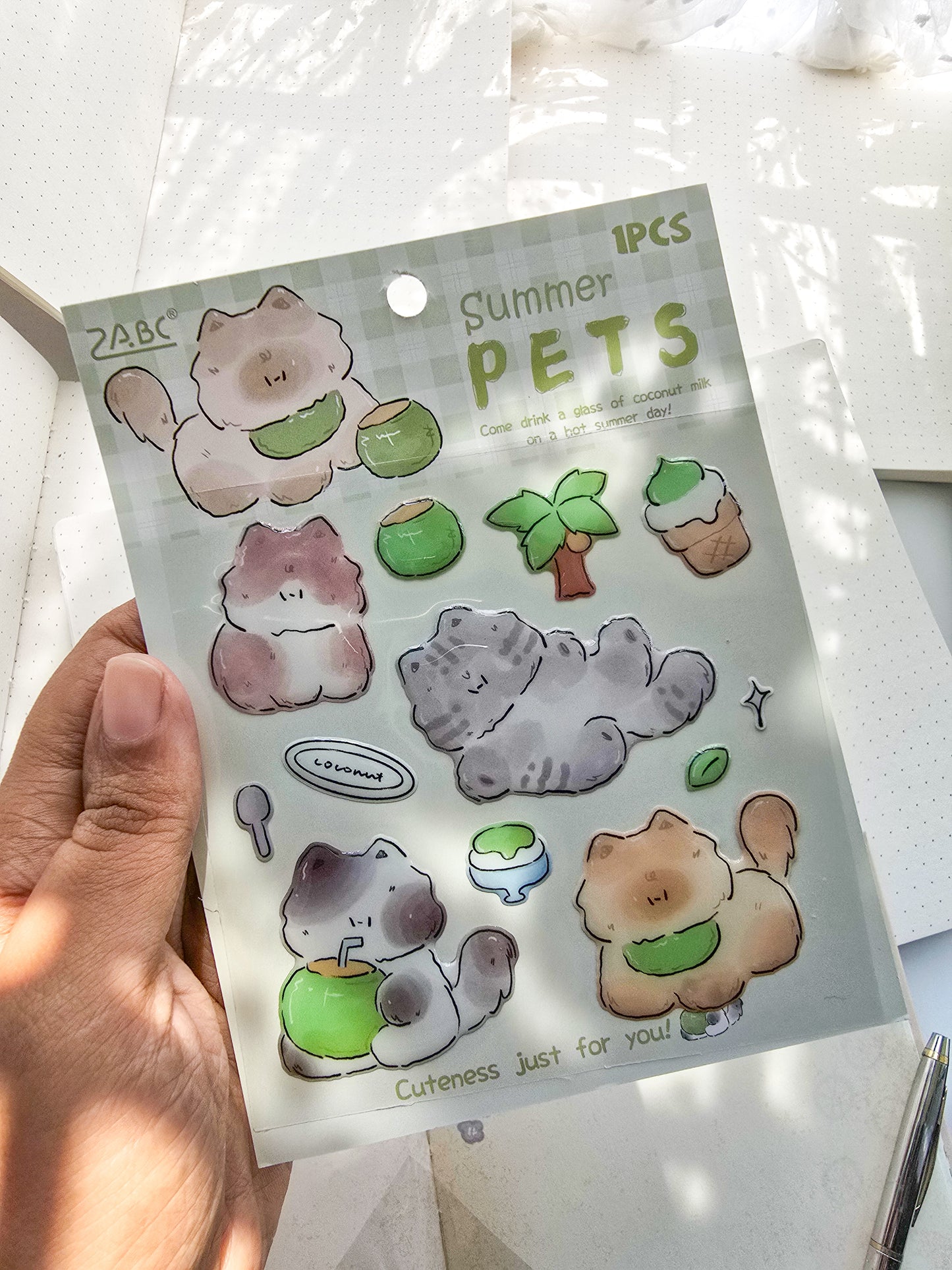QXSS-12-05- Summer PETS | Animal Fluffy Sticker Pets 1 Sheet