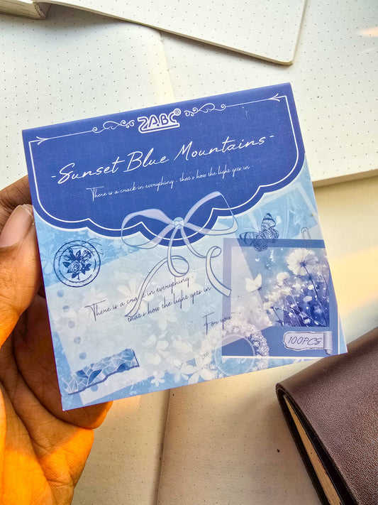 XKMY-601 Sunset Blue Mountains| Multi Style Scrapbook Paper| Journal Paper| Blue Themed|80*80mm 100 Pcs