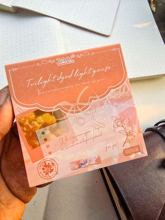 XKMY-603 Twilight Dyed Light Gauze Multi Style Scrapbook Paper| Journal Paper| Peach Themed|80*80mm 100 Pcs