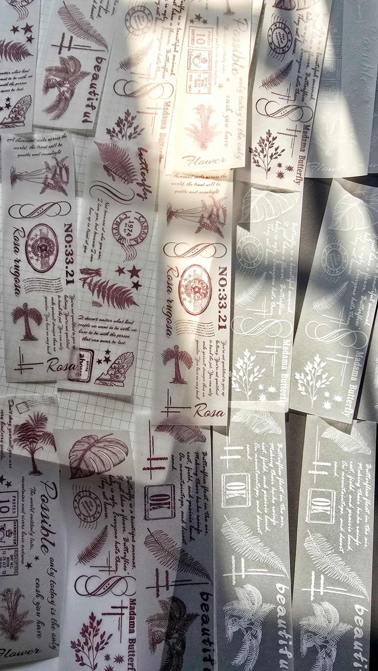 NNHY803 - sticker this murmur flower series creative retro sulphuric acid paper white ink hand account material 30 sheets into
