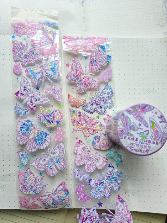 Jd2863 Butterfly Sticker Roll Pet | 6cm* 1.2m Purple