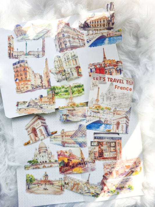 Ltmj804|G2| Lets Travel To France Pet Transparent Sticker | 20 Unique Pcs