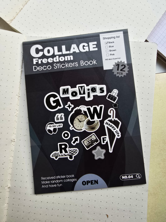 Wxth Journal Paper Sticker Book Black | 12 Pages Pre Cut Sticker