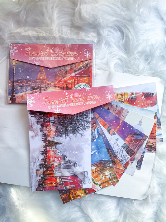 MHD-LXDJ003|G-4| Travel Winter|Translucent Washi Paper Sticker|Glitter Washi Paper 10 sheets|Winter Nature Theme|Peach