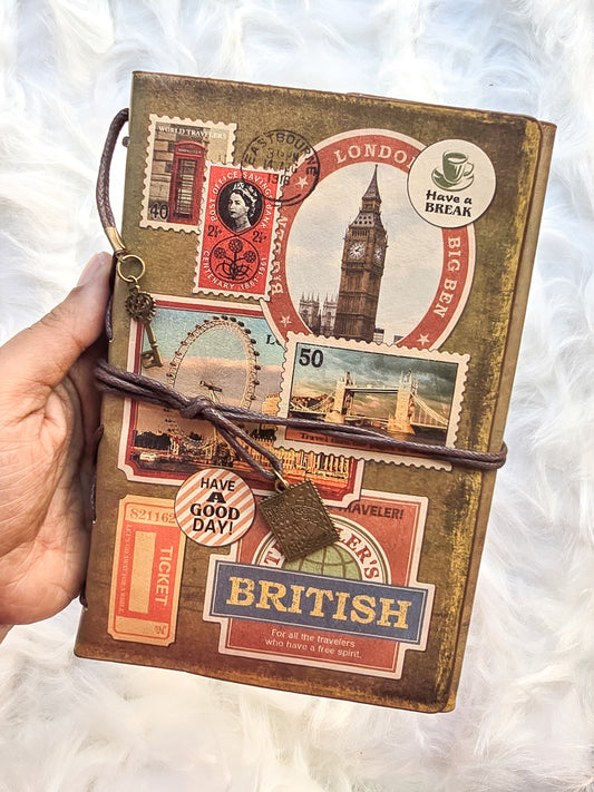 Vintage Leather Diary Notebook Detachable A5 Sheets London |90 Sheets/180 Pages