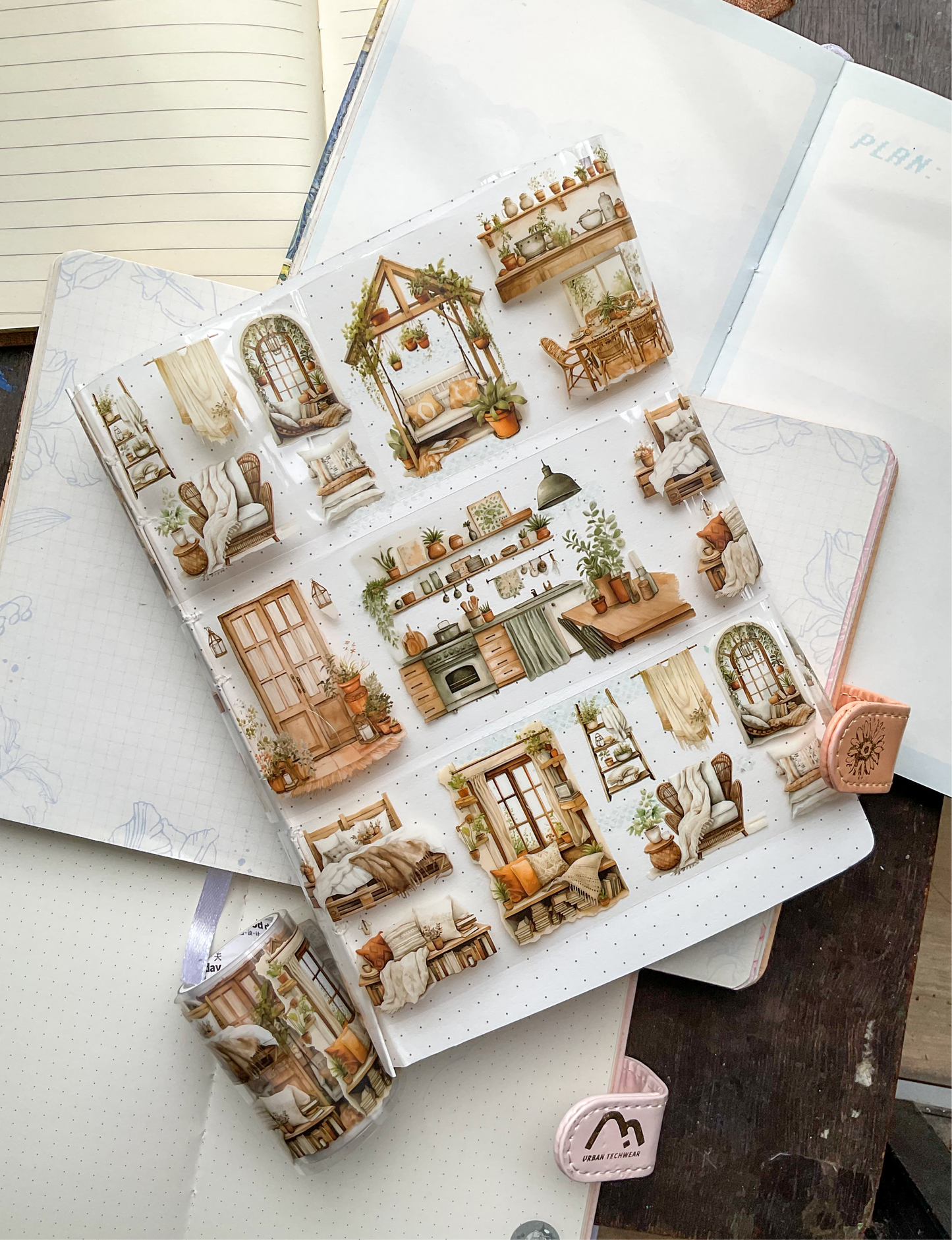 MHD-SHJL001|Cramp Living|Slow Life Sticker| Transparent  Pet Sticker Roll | Household Theme| 2mm|Pre cut