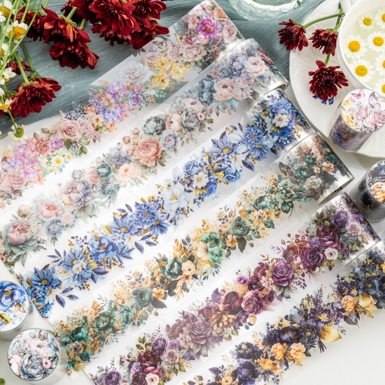 Fhsj001 Floral Transparent Sticker Roll | Sticker Roll | 50mm*2 m