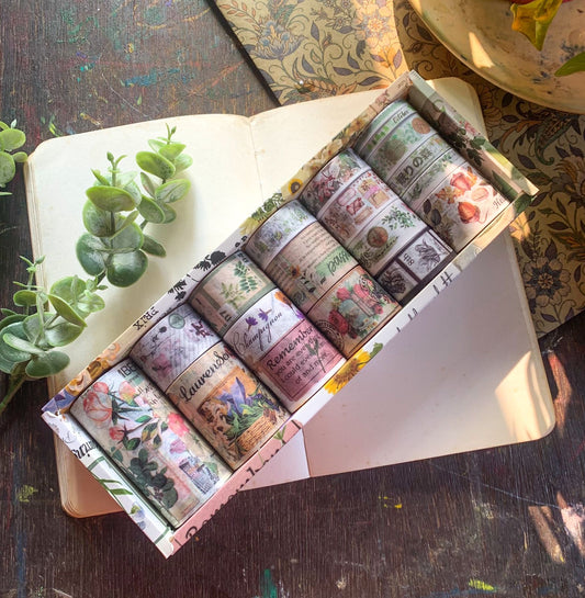 SGJS1010 Vintage Leaf Washi Tape Set | Length 2mtr Each | 18 Pcs Set