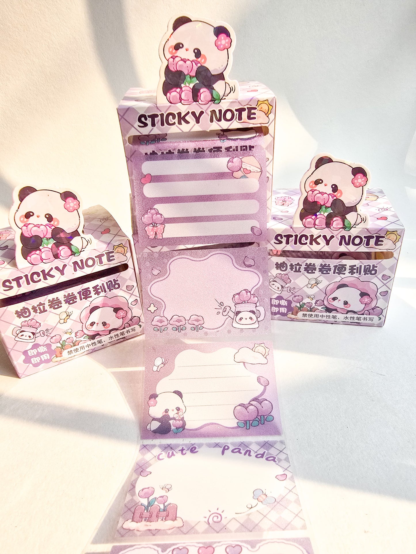 Km2758#2 - 1 pc Kawaii Sticker Roll Purple | 48 pcs Stickers | Pet Transparent Stickers | Panda