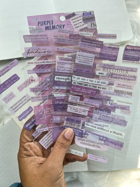 Fgjsg401|G-10| Purple Memory Sentence Letters Quotes | 6 Sheets 150*100mm