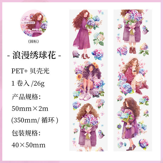 Hdsn004 PET Sticker Roll | Foiled Floral Sticker Collection | Girls Sticker 50mmx2m
