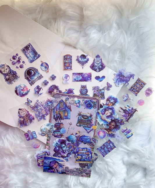 FSJC-6-03| The Floating World Collections |  Starry Sky Punk |  pet | Transparent Sticker precut | 100*150mm | 6 Sheets