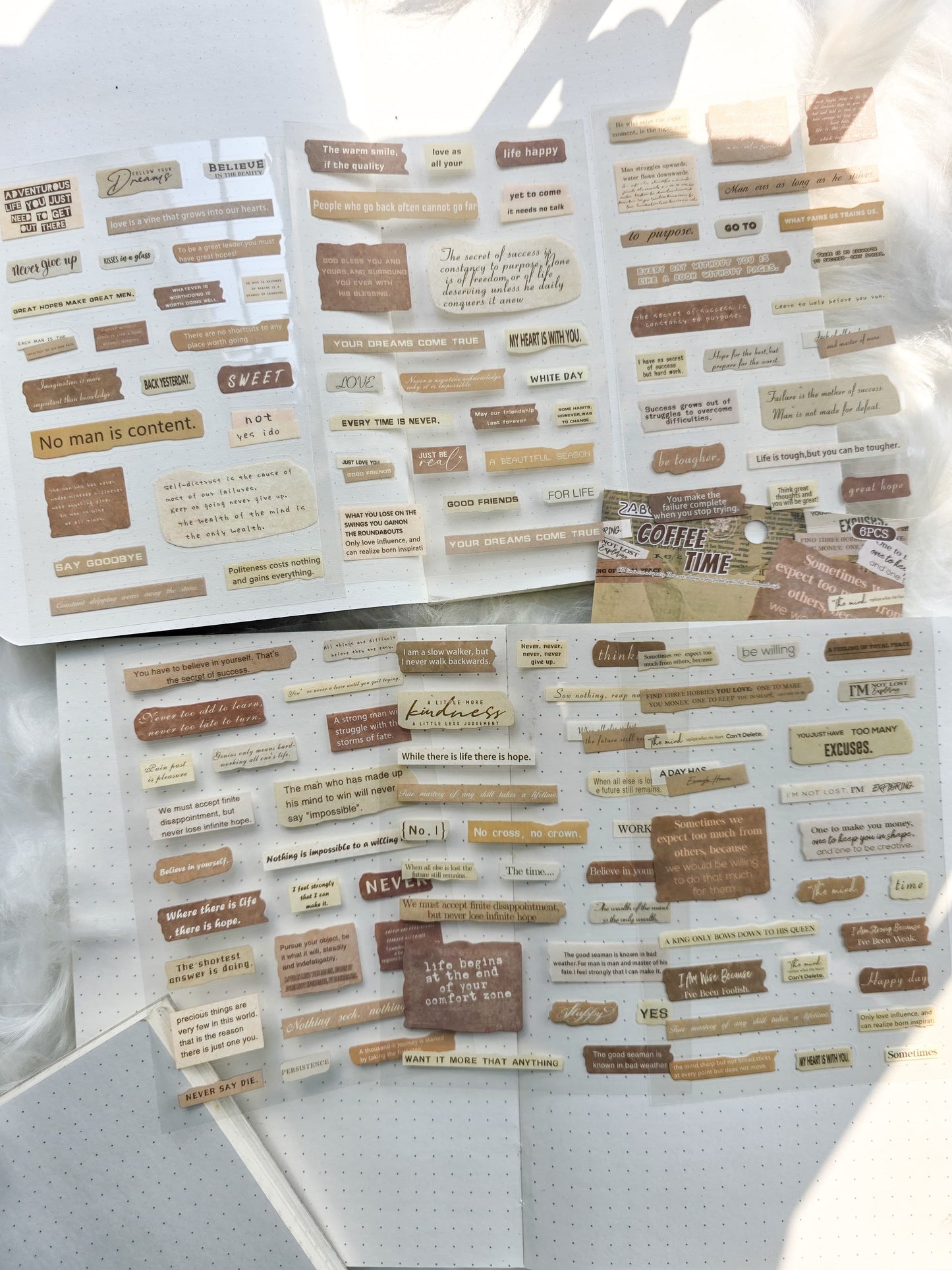 Fgjsg403|G10| Coffee Time Sentence Letters Quotes | 6 Sheets 150*100mm