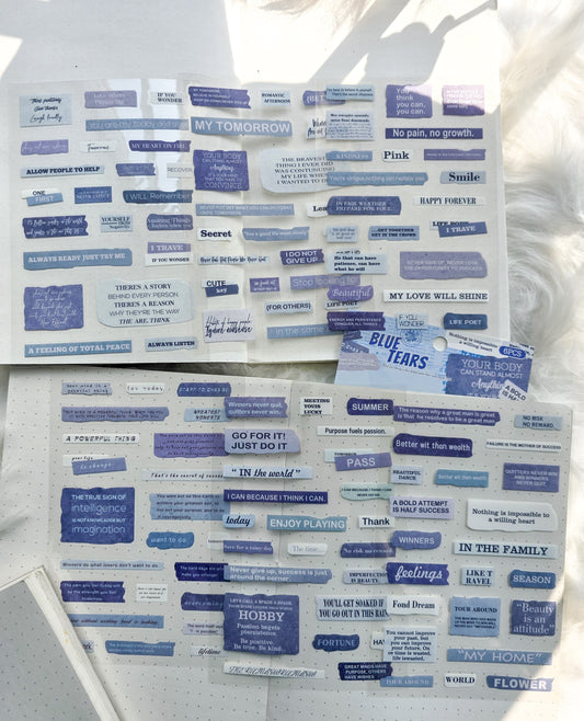 Fgjsg404 Blue Tears Sentence Letters Quotes | 6 Sheets 150*100mm