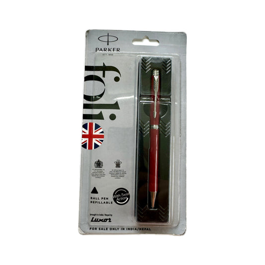 Parker Folio Ball pen  Red | Fine Point | Blue Ink | Refillable