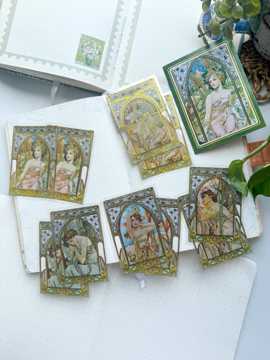 MHD-MXSN002-Vintage Character Transparent Stickers | 5 Designs 2 Each | 10 Stickers Total
