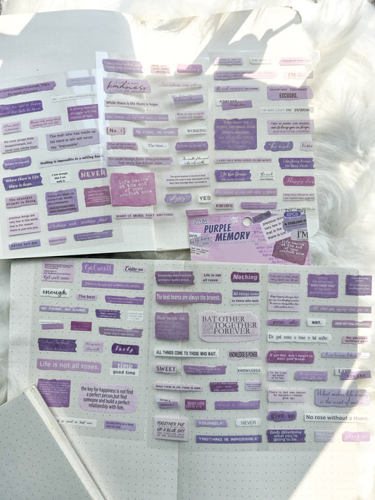 Fgjsg401|G-10| Purple Memory Sentence Letters Quotes | 6 Sheets 150*100mm