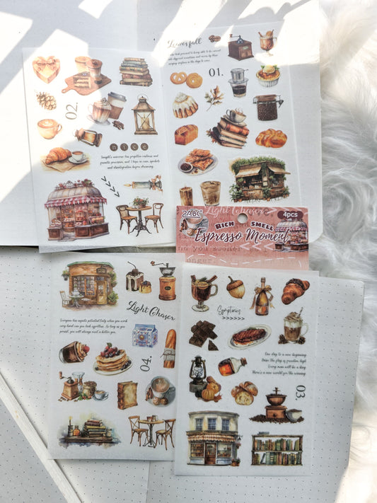 Yyj403 Rich Smell Espresso Moment Deco Sticker Coffee | 4 Sheet 100*150 mm