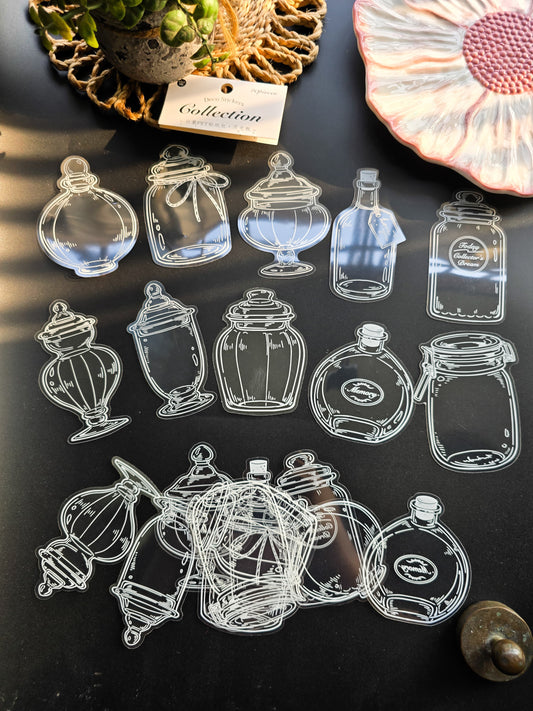 Tzb3317 Pet sticker | Transparent Jar Sticker 20 pcs